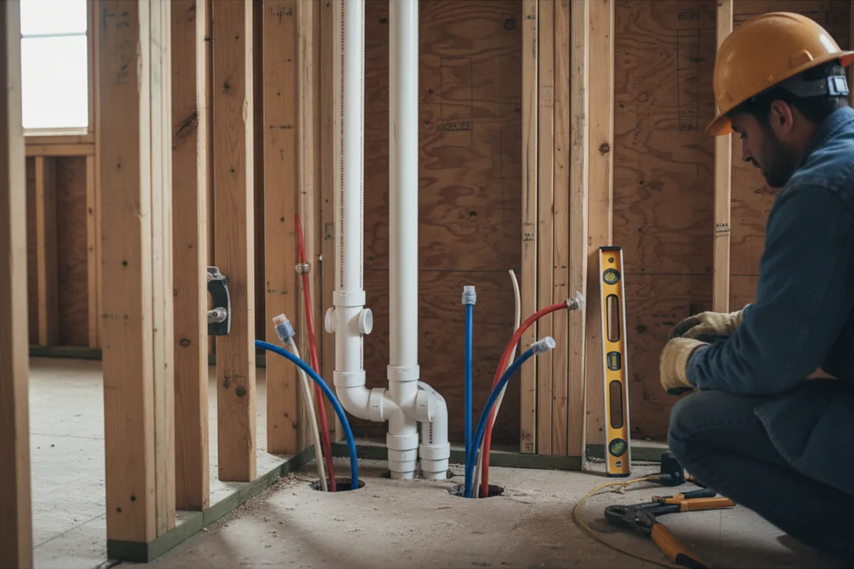 Drain and supply rough-in during Garbage Disposal Repair in Royston