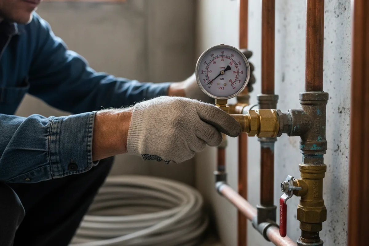 Pressure testing a repaired line during Water Line Repair in Royston